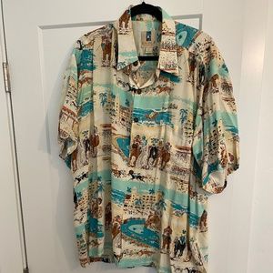 KAHALA "Del Mar Turf Club" 100% Rayon Hawaiian Shirt XL
